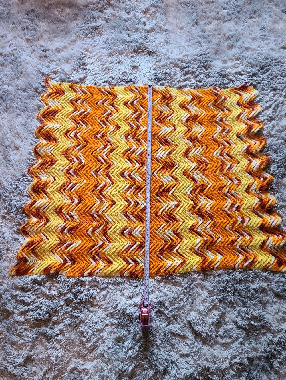 Hand Crafted Orange, Yellow & White Chevron Throw - Picture 10 of 13